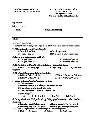 Đề kiểm tra học kì II Tin học 6 - Năm học 2015-2016 - Trường THCS Mường Nọc
